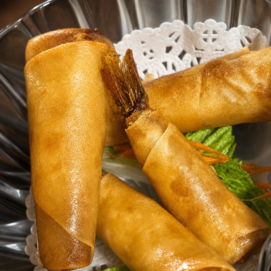 Crispy Fried Shrimp Rolls.