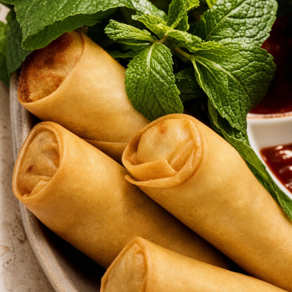 Fried Vegetable Spring Rolls.
