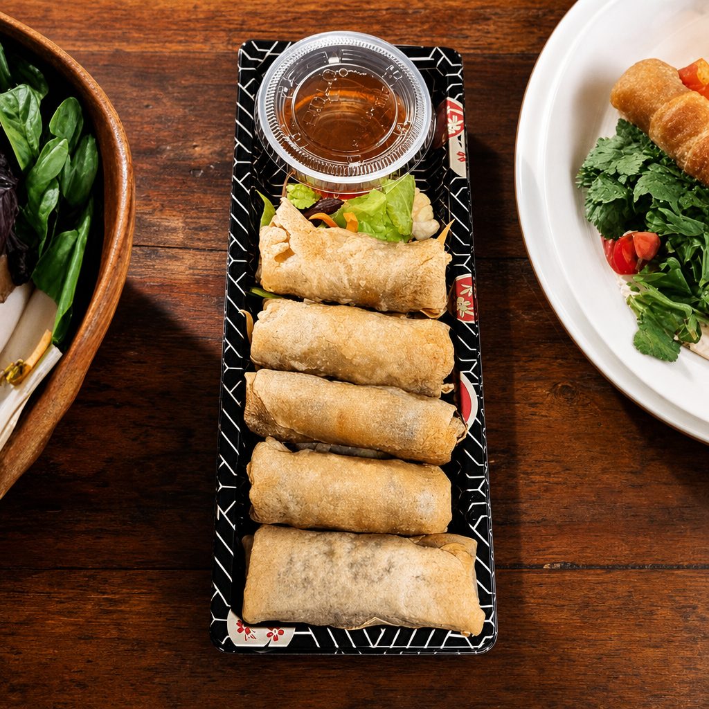 Fried Vegetable Spring Rolls.