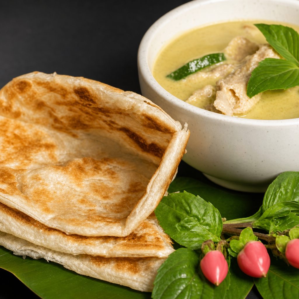 Roti Served with Green Curry.